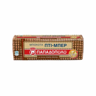 Papadopoulou Petit-Beurre Wholewheat Biscuits 225g Πτι Μπερ Μπισκότα Ολικής Άλεσης 225g