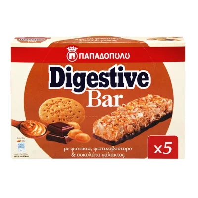 PAPADOPOULOS Digestive bar with peanuts, peanut butter & milk chocolate 5x28g (EXP.DATE 12/2026)