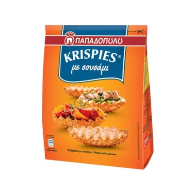 Papadopoulou Krispies With Sesame 200g Παπαδοπούλου Παξιμαδάκια με σουσάμι 200g