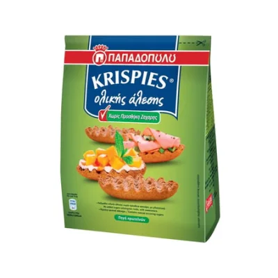 Papadopoulou Krispies Wholegrain Sugar-Free 200g Παξιμαδάκια Ολικής χωρίς Ζάχαρη 200g