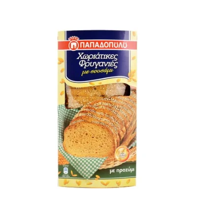Papadopoulou Rustic Sourdough Rusks with Sesame 240g Παπαδοπούλου Χωριάτικες φρυγανιές με σουσάμι 240g