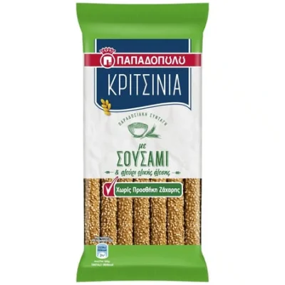 Papadopoulou Sesame Breadsticks Sugar-Free 170g Παπαδοπούλου Κριτσίνια Σουσάμι Χωρίς Ζάχαρη 170g