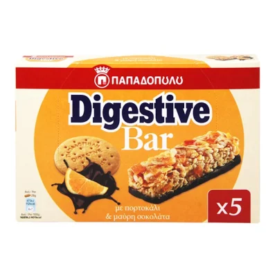 PAPADOPOULOS Digestive bar with orange & dark chocolate 5x28g