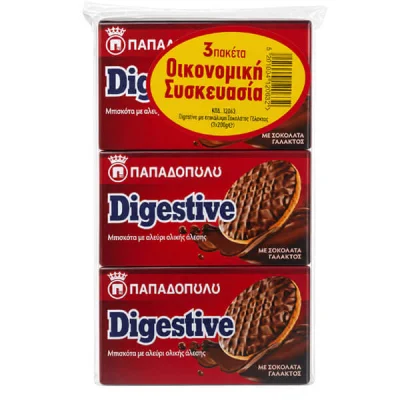 PAPADOPOULOU DIGESTIVE 3x200gr. MILK CHOCOLATE