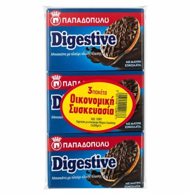 PAPADOPOULOU DIGESTIVE 3x200gr. DARK CHOCOLATE