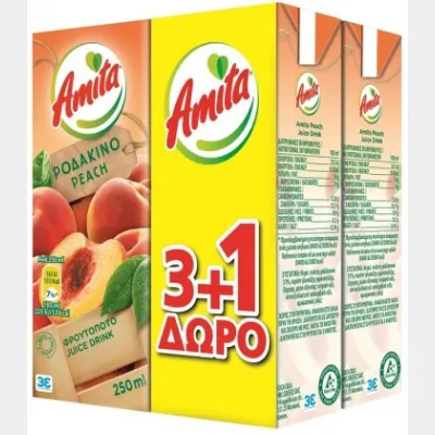 AMITA PEACH JUICE (250ml) 3+1 GIFT