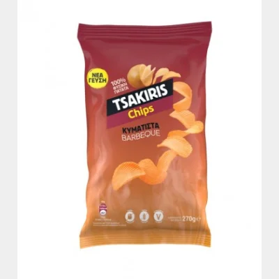 TSAKIRIS CHIPS OIK. WAVY BARBEQUE PACKAGE 270gr