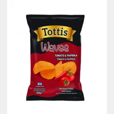 TOTTIS WAVES CHIPS ΝΤΟΜΑΤΑ-ΠΑΠΡΙΚΑ 250gr