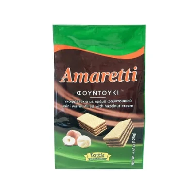 Amaretti Wafer Hazelnut Cream 125g Γκοφρέτα με Κρέμα Φουντουκιού 125g