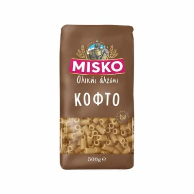 Misko Whole Wheat Short-cut Macaroni 500g Πάστα Ζυμαρικών Ολικής Άλεσης Κοφτό 500g