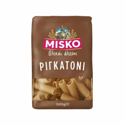 Misko Wholewheat Pasta Rigatoni 500g ΜΙΣΚΟ Ριγκατόνι Ολικής