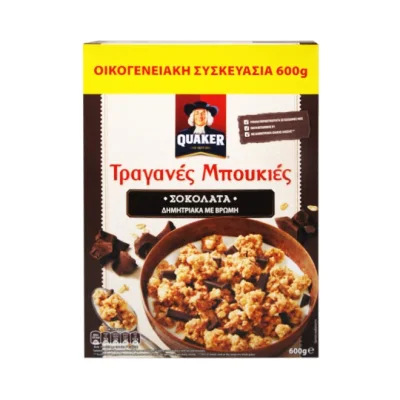 QUAKER crunchy cereal clusters with oat and chocolate 600g