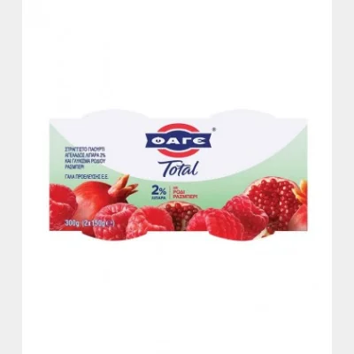 ΦΑΓΕ TOTAL 2% ΡΟΔΙ ΡΑΣΜΠΕΡΙ (2Χ150gr)Χ3