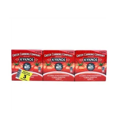 Kyknos Tomato Passata 3x250g Συμπυκνωμένος Χυμός Τομάτας