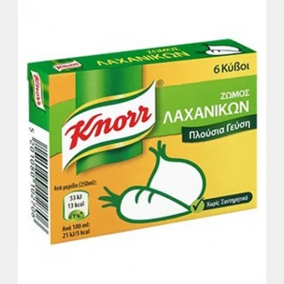 KNORR ΚΥΒΟΙ ΖΩΜΟΣ ΛΑΧΑΝΙΚΩΝ 3lt (60gr- 6 κύβοι)