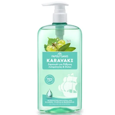 PAPOUTSANIS KARAVAKI SHAMPOO 600ml OIL CONTROL & DETOX WITH PUMP