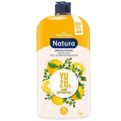 PAPOUTSANIS NATURA LIQUID HAND SOAP REFILL 900ml YUZU & ORANGE BLOSSOM