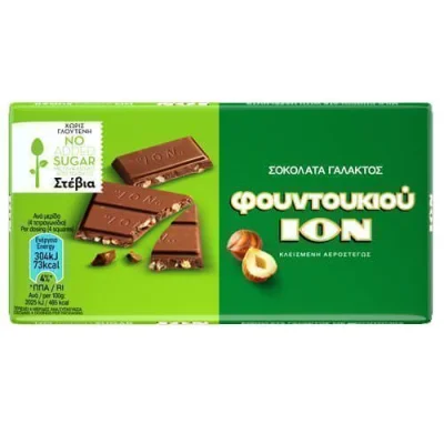 ION MILK CHOCOLATE HAZELNUT 60gr. STEVIA No 1332