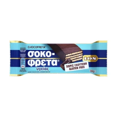 ION Sokofreta Dark Chocolate Gluten-Free 38g Σοκοφρέτα υγείας χωρίς γλουτένη 38g