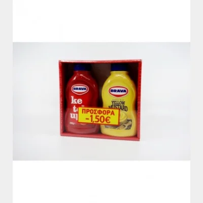 BRAVA ΚΕΤΣΑΠ ΠΛ.490gr+ ΜΟΥΣΤΑΡΔΑ ΠΛ.ΑΠΑΛΗ 450gr -1.5€