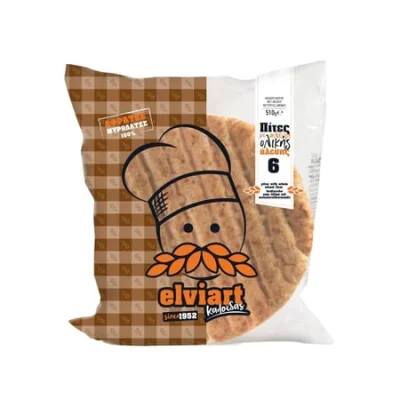 Elviart Whole Wheat Pita Bread 510g Πίτες Ολικής Άλεσης 510g