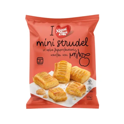 Chrysi Zymi Apple and Cinnamon Mini Strudel 500g Χρυσή Ζύμη mini strudel με κρέμα ζαχαροπλαστικής, κανέλα & μήλο 500g
