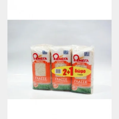 ΩΜΕΓΑ ΡΥΖΙ ΓΛAΣΣE 500gr 2+1