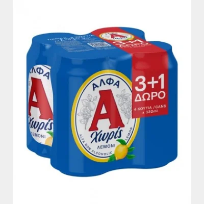 ALPHA BEER ALCOHOL-FREE LEMON BOX 330ml 4pack 3+1 FREE