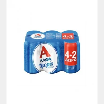 ΑΛΦΑ ΜΠΥΡΑ ΚΟΥΤΙ ΧΩΡΙΣ ΑΛΚΟΟΛ 330ml 4+2