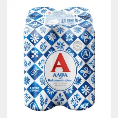 ΑΛΦΑ ΜΠΥΡΑ ΚΟΥΤΙ ΜΕ ΑΛΑΤΙ ΜΕΣΟΛΟΓΓΙΟΥ 500ml 4pack