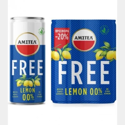 AMSTEL ΜΠΥΡΑ FREE 0% LEMON ΚΟΥΤΙ 330ml 4pack -20% ΠΡΟΣΦΟΡΑ