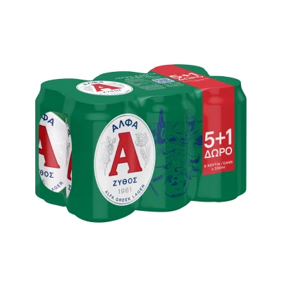 Alfa Lager Beer 6×330ml (5+1 Free) Άλφα Lager μπίρα 5x330ml + 1 δώρο