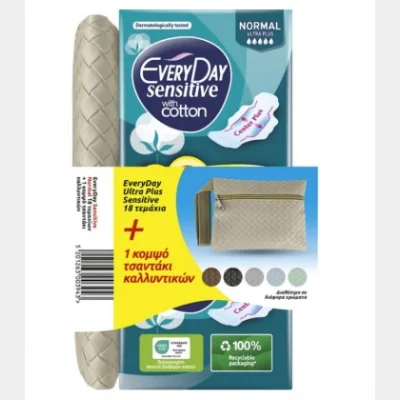 EVERY DAY SANITARY NAPKINS SENSITIVE NORMAL 18T+GIFT BAG