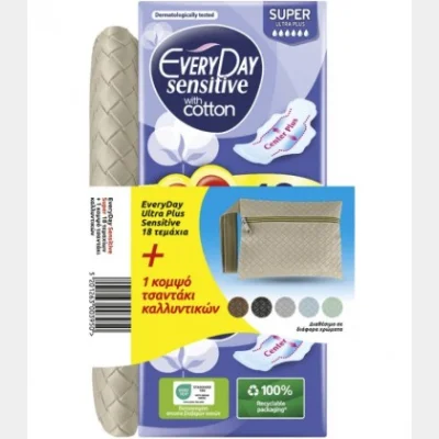 EVERY DAY SANITARY NAPKINS SENSITIVE SUPER 18T+GIFT BAG