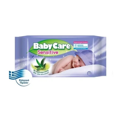 Babycare Baby Wipes With Aloe 63 pcs Μωρομάντηλα Sensitive Με Αλόη 63τεμ.