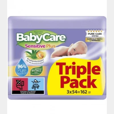 BABYCARE BABY TOWELS SENSITIVE PLUS 54 TRIPLE PACK