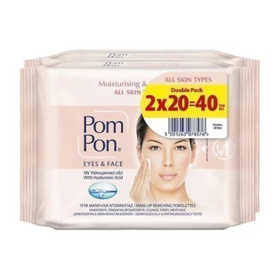 POM PON EYES & FACE DEMAKEUP 40pcs ALL SKIN TYPES 2x20pcs