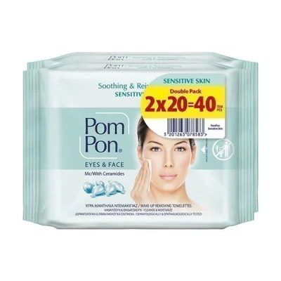 POM PON EYES & FACE DEMAKEUP 40pcs SENSITIVE SKIN 2x20pcs