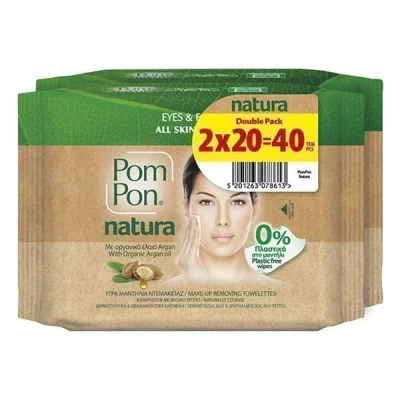 POM PON EYES & FACE DEMAKEUP 40pcs NATURA 2x20pcs