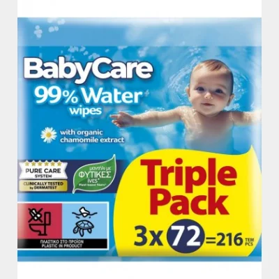 BABYCARE ΜΩΡΟΠΕΤΣΕΤΕΣ 99% WATER 72Τ TRIPLE PACK