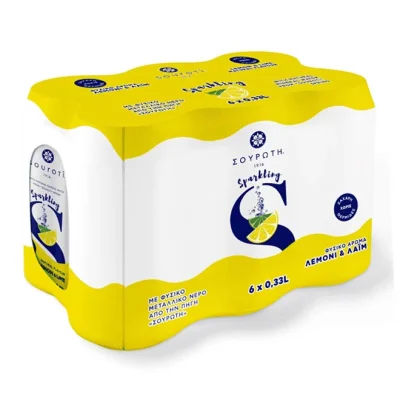 SOUROTI sparkling water lemon & lime 6x330ml