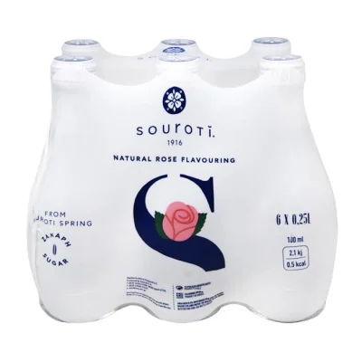 SOUROTI sparkling water 6x250ml - natural rose flavouring