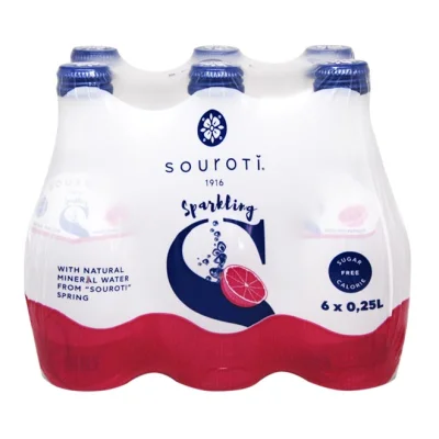 SOUROTI sparkling water 6x250ml - Pink Grapefruit