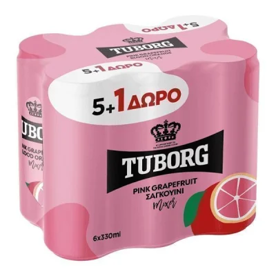 TUBORG PINK GRAPEFRUIT & BLOOD ORANGE 330ml 5+1 FREE