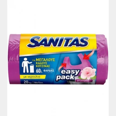SANITAS ΣΑΚΟΥΛΕΣ ΑΠΟΡ/ΤΩΝ 20T ΑΡΩΜΑΤΙΚΕΣ ΜΕΓΑΛΕΣ 60lt 572 EASY PACK Χ30