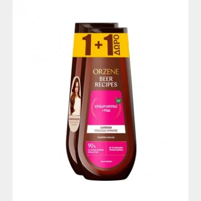 ORZENE BEER BIO SHAMPOO ΜΕ ΡΟΔΙ ΒΑΜΜΕΝΑ ΜΑΛΛΙΑ 400ml