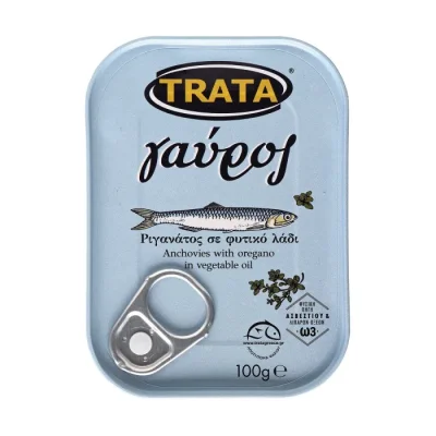 Trata Anchovy with oregano in vegetable oil 100g Γαύρος ριγανάτος σε φυτικό λάδι 100g