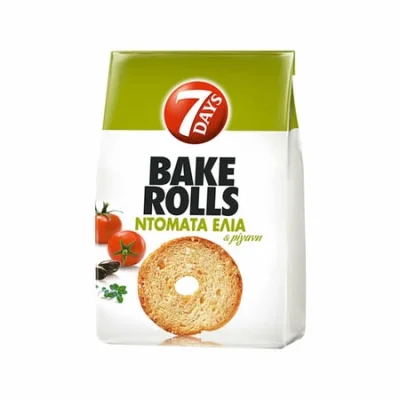 7Days Bake Rolls Tomato Olive 80g Παξιμαδάκια μίνι Ντομάτα και Ελιά 80g