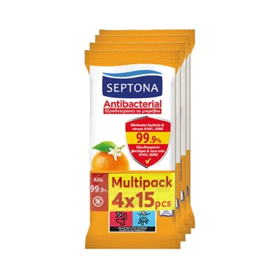SEPTONA wipes antibacterial orange 4x15pcs - with ethyl alcohol