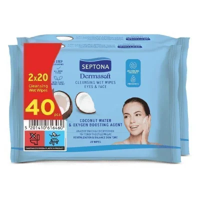 SEPTONA MAKEUP REMOVER WIPES 2x20pcs COCONUT
